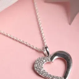 Clara 92.5 Sterling Silver Brisa Heart Pendant with Chain for Women-image-21