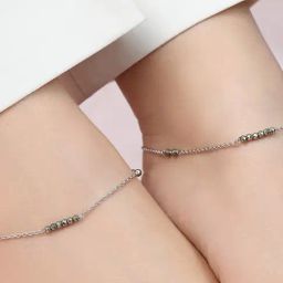 Zavya Chic and Minimal Rhodium Plated 925 Sterling Silver Adjustable Link Chain Anklet (Pair)-11