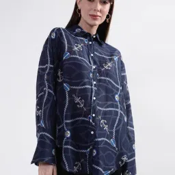 GANT Blue Silk Printed Casual Shirt-image-90
