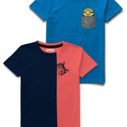 HELLCAT Turquiose & Pink Printed T-Shirt (Pack Of 2)-image-96