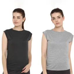 Appulse Grey Melange & Charcoal Cotton T-Shirt - Pack of 2-image-69