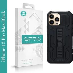 Sprig Armor with Stand Back Cover for Apple iPhone 13 Pro Max (Black)-image-93