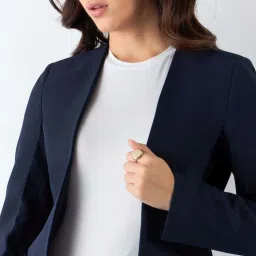 Powersutra Navy Plain Blazer With Trouser image 4
