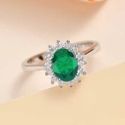 Ornate Jewels 925 Silver 1.5 Carat Oval Green Emerald Casual Ring-image-98