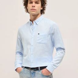 The Bear House Blue Cotton Slim Fit Stripes Casual Shirt-image-85