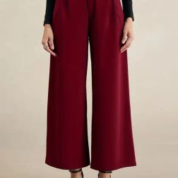 FEMMELLA Maroon Regular Fit Solid Formal Trousers-image-66