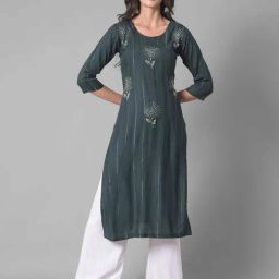 Dollar Missy Grey Embroidered Straight Kurta-image-45
