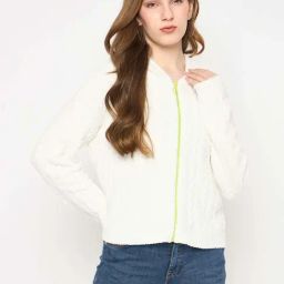 MADAME Off White Self Sweater-picture-38