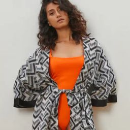 CMGE White & Black Printed Kimono-picture-45