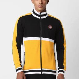 Peter England Jeans Yellow Regular Fit Colour Block Sweatshirt-image-80