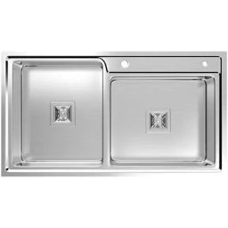 Hekken Double Bowl Kitchen Sink Heffel Series 36x20x9 inch High Glass Finish Stainless Steel, hék-héffél-9050C-image-57