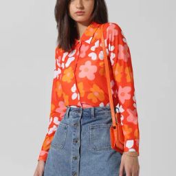 Only Orange Floral Print Shirt-picture-35