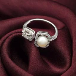 Silberry 92.5 Sterling Silver Precious Pearl Ring-11