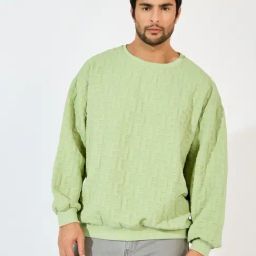 Styli Green Relaxed fit Self Design Sweatshirts-image-52