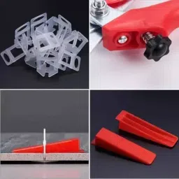 TileMaster 200 Pcs Tile Leveling Spacer Clip with 100 Wedges and 1 Plier Combo 3 mm Non-Magnetic Durable Plastic Red & White 9.5 cm Length TM-250 image 3