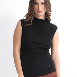 RAREISM Black Blended Solid Sleeveless Top-image-96