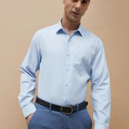 Code By Lifestyle Blue Regular Fit Texture Shirt-image-49