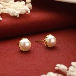 Saraf RS Jewellery White Statement Pearl Stud Earrings-8