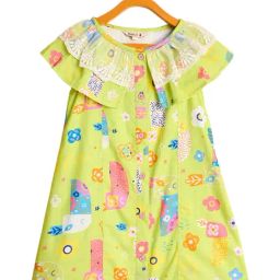 StyloBug Girls Green Cotton Floral Print Regular Fit Dress-image-38
