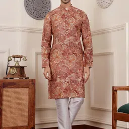 Rawayi Men Ethnic Motifs Printed Flared Sleeves Thread Work Kurta-image-60