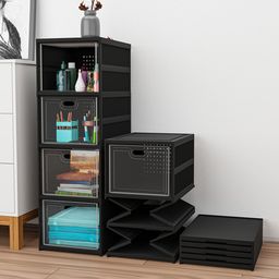 Kuber Industries Black 4-Tier Organisers-36