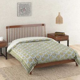 Fabindia Home Krisha Green Cotton 240 GSM Single Quilt-12