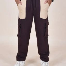 Kiddopanti Boys Brown & Beige Solid Track Pants-image-3