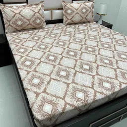 Pure Decor Brown & White Ethnic Motifs 250 TC Queen Bedsheet with 2 Pillow Covers-picture-14