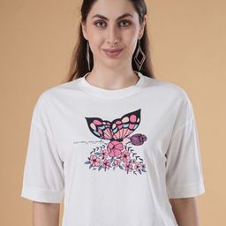 NEYSA Women Graphic Printed Round Neck Cotton Boxy T-shirt-image-41