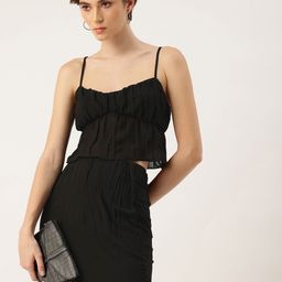 bebe Shoulder Strap Crop Top With Pleated Pencil Midi Skirt Co-Ords-picture-25