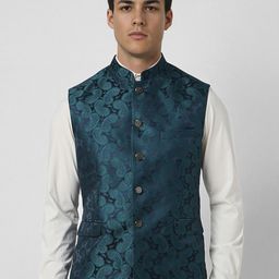 Van Heusen Printed Woven Nehru Jacket-38