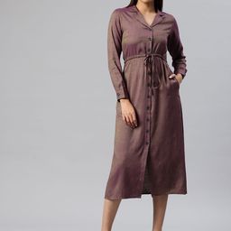 Cottinfab Solid Tie-Ups Detail Shirt Midi Dress-image-56
