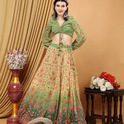 Louis Bayrad Printed Ready To Wear Lehenga & Blouse-image-10
