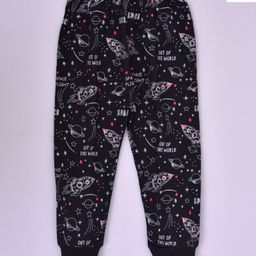 Kiwi Full Length Spacecraft Print Unisex Lounge Pants - Black-image-20