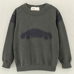 Simply Full Sleeves Sweater Car Print - Green-image-56