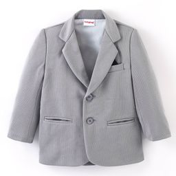 Babyhug Woven Full Sleeves Textured Partywear Blazer - Grey-image-9