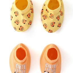 Doodle Poodle 100% Cotton  Booties Panda Print Pack of 2 -Snap Dragon & Papaya Orange-image-15