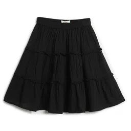 Chuppan Chupai Solid Tiered Skirt - Black-picture-26