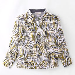 CrayonFlakes Rayon Full Sleeves Forest Printed Shirt - Offwhite-picture-9