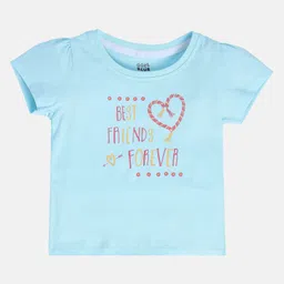 MINI KLUB Cotton Half Sleeves Typography Printed Top - Blue-picture-33