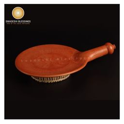 Swadeshi Blessings Unglazed HandMade Clay Tawa/ Mitti, Earthen Tawa For Roti, 10 Inch-13