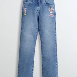 Barbie by Tiny Girl Denim Mattel Featuring Characters Patch Detailed Washed Jeans - Light Blue-image-20
