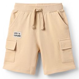 Babyhug Terry Cotton Knit Mid Thigh Shorts With Text Print & Side Pocket - Beige-image-86