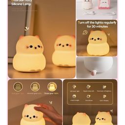 SANJARY Cute Cat Night Light, Portable Rechargeable Silicone Lamp with 3 Brightness Levels for Kids color design may vary-image-33