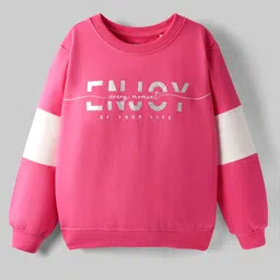 Pine Kids Cotton Knit Drop Shoulder Full Sleeves Sweatshirt With Text Print - Dark Pink-picture-15