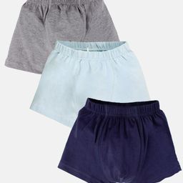 Kiddopanti Cotton Knit Pack Of 3 Solid Boxers - Grey Melange Ice & Navy Blue-image-52