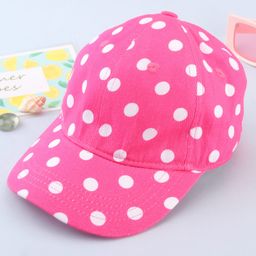 Babyhug Cotton Woven Cap With Polka Dot Print Pink - Diameter 15 cm-picture-47