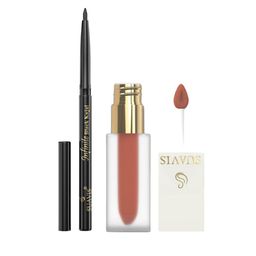 SUAVIS Set Of 2 Matte Liquid Lipstick - Cinnamon Nude 207 With Infinite Kajal - Black-11