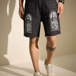 FUGAZEE Men Printed Denim Shorts-image-59
