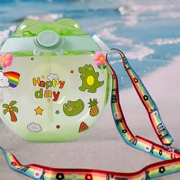 DeoDap Green Printed Donut Shape Water Bottle 400 ml-image-41